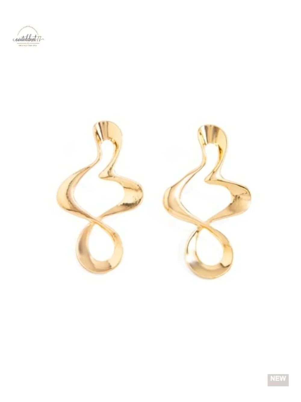 Large Chunky Gold Earrings Long Spiral Drop Dangle Geometric Boho